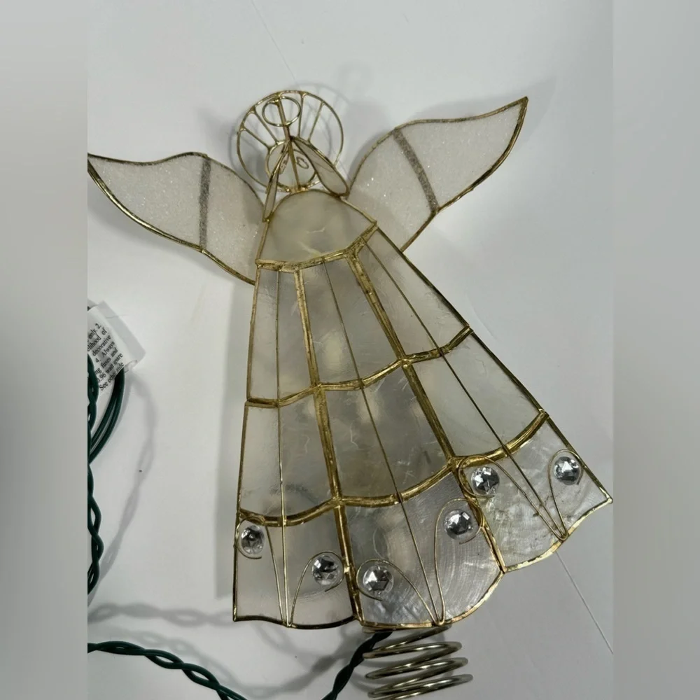 Vintage Capiz Shell Angel Tree Topper Lights Up By Kurt Adler - In Box
